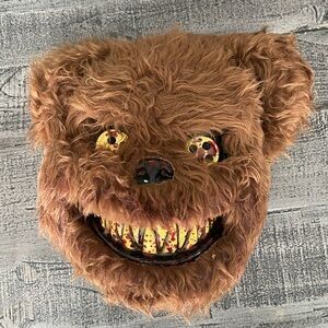 Furry Bear Mask with Yellow Eyes and Teeth